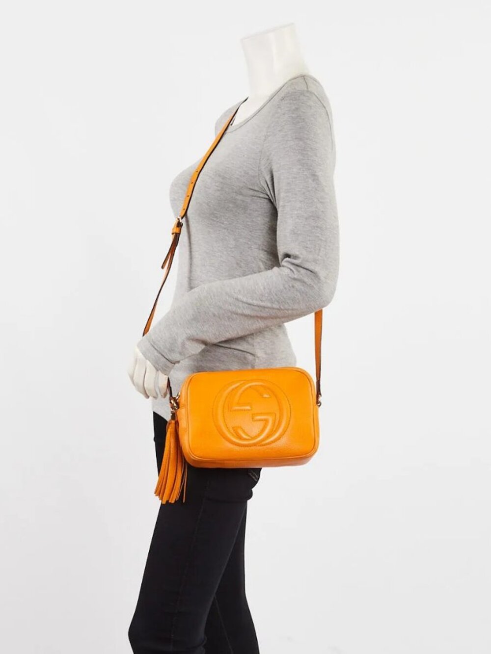 Gucci Orange Pebbled Leather Soho Disco Crossbody Bag